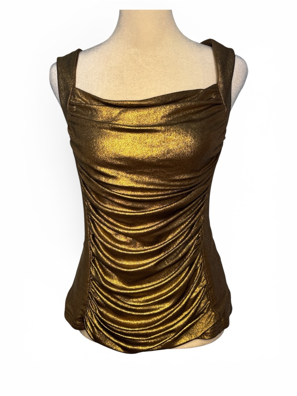 Ruched Metallic Gold Women's Camisole Tank
